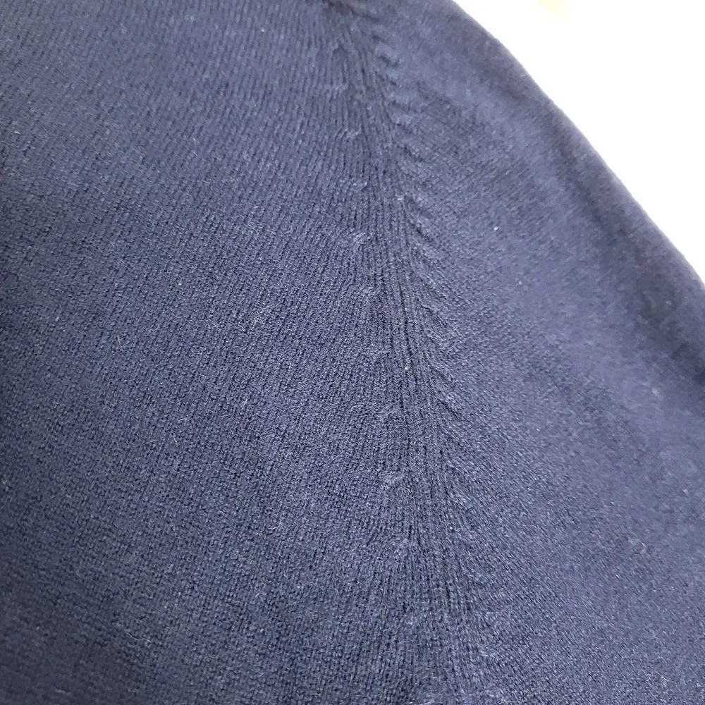 VINTAGE 80s sweater navy blue cashmere‎ crew neck fitted S